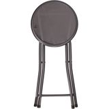 Excellent Houseware - bijzet krukje/stoel - Opvouwbaar - grijs - D30 x H45 cm