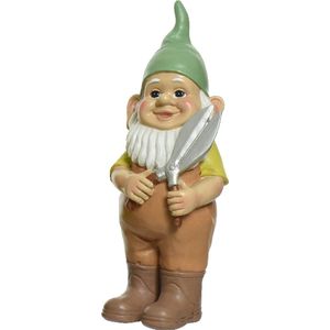 Decoris tuinkabouter met snoeischaar - kunststeen - H29 cm