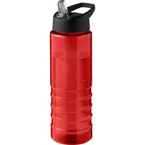 Sport bidon gerecycled kunststof - drinkfles - rood/zwart - 750 ml - Sportfles