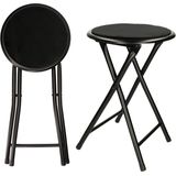Excellent Houseware - bijzet krukje/stoel - 2x - Opvouwbaar - zwart