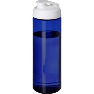 Sport bidon gerecycled kunststof - drinkfles - blauw/wit - 850 ml - Sportfles