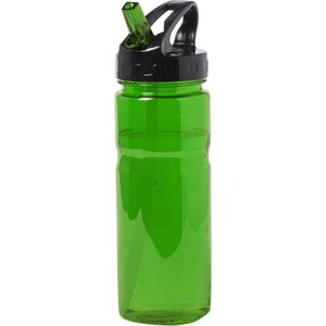 Waterfles/drinkfles/sportfles/bidon - groen transparant - kunststof - 650 ml - met drinktuit