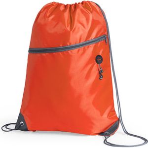 Sport gymtas/rugtas - oranje - 34 x 44 cm - polyester - met rijgkoord en voorvakje