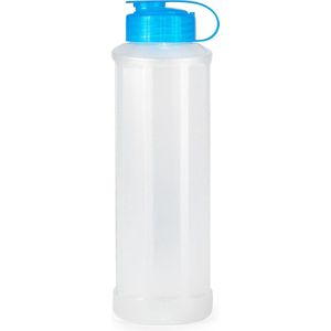 Plasticforte Drinkfles/waterfles/bidon - 1600 ml - transparant/blauw - kunststof