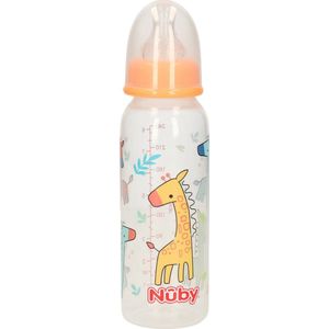 Nuby baby drinkfles - 1x- oranje - 240 ml - voedingfles - melkfles