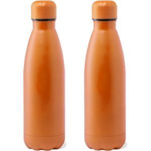 RVS waterfles/drinkfles - 2x - oranje kleur met schroefdop 790 ml - Sportfles - Bidon