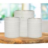 Countryfield Theelichthouders set - 3x - parel wit/goud - glas - luxe kaarsenhouders