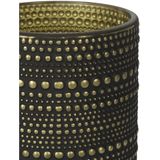 Countryfield Theelichthouders set - 2x - zwart/goud - glas - luxe kaarsenhouders