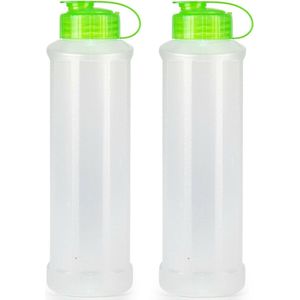 Plasticforte Waterfles/bidon 2x - 1600 ml - transparant/groen