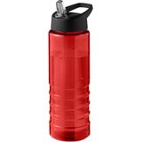 Sport bidon Hi-eco gerecycled kunststof - 2x - drinkfles/waterfles - rood/zwart - 750 ml