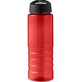Sport bidon Hi-eco gerecycled kunststof - 2x - drinkfles/waterfles - rood/zwart - 750 ml