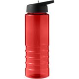 Sport bidon Hi-eco gerecycled kunststof - 2x - drinkfles/waterfles - rood/zwart - 750 ml