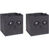 2x stuks opbergmand vilt kinderkamer - dieren thema panda - 32 x 32 x 32 cm - Opbergmanden