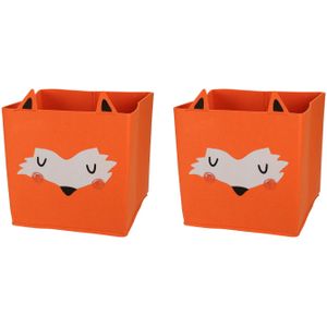 2x stuks opbergmand vilt kinderkamer - dieren thema vos - 32 x 32 x 32 cm - Opbergmanden