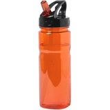 Waterfles/drinkfles/sportfles/bidon - 2x - oranje transparant - kunststof - 650 ml - met drinktuit