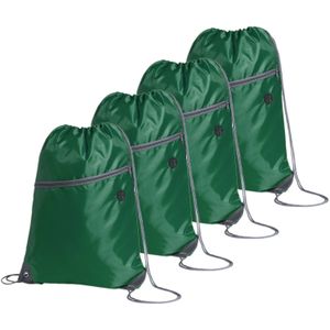 Sport gymtas/rugtas/draagtas - 4x - groen met rijgkoord 34 x 44 cm van polyester - Gymtasje - zwemtasje