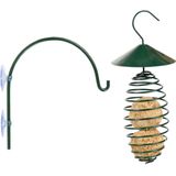 Esschert Design Vogelvoer Houder - met Dak - Metaal 25cm - Incl. Raamhaak - 16cm