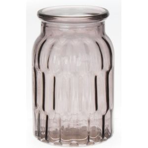 Bellatio Design Bloemenvaas klein - grijs - transparant glas - D10 x H16 cm - vaas