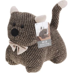 H&S Collection Deurstopper 1 kilo gewicht - kat/poes - grijs - 17 x 14 cm