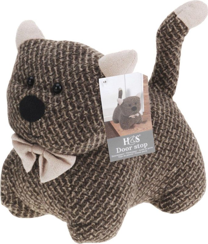 H&S Collection Deurstopper 1 kilo gewicht - kat/poes - grijs - 17 x 14 cm