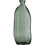 Atmosphera bloemenvazen set - 2x - Organische fles vorm - groen transparant glas