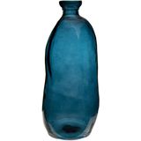Atmosphera bloemenvazen set - 2x - Organische fles vorm - blauw transparant glas