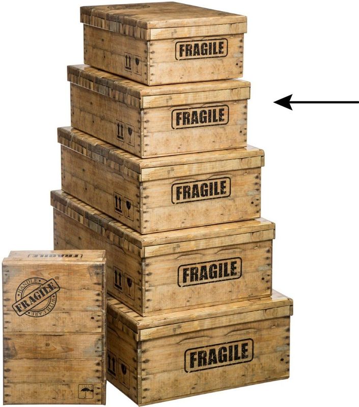 5Five Opbergdoos/box - houtkleur - L36 x B24.5 x H12.5 cm - Stevig karton - Woodybox