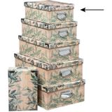 5Five Opbergdoos/box - Green leafs print op hout - L32 x B21.5 x H12 cm - Stevig karton - Leafsbox