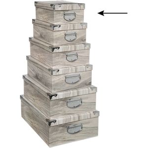 5Five Opbergdoos/box - Houtprint licht - L28 x B19.5 x H11 cm - Stevig karton - Treebox