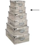 5Five Opbergdoos/box - Houtprint licht - L32 x B21.5 x H12 cm - Stevig karton - Treebox