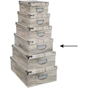 5Five Opbergdoos/box - Houtprint licht - L40 x B26.5 x H14 cm - Stevig karton - Treebox