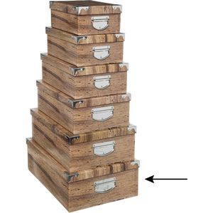 5Five Opbergdoos/box - Houtprint donker - L48 x B33.5 x H16 cm - Stevig karton - Treebox