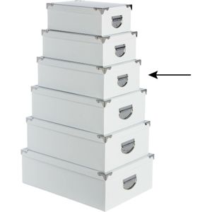 5Five Opbergdoos/box - wit - L36 x B24.5 x H12.5 cm - Stevig karton - Whitebox