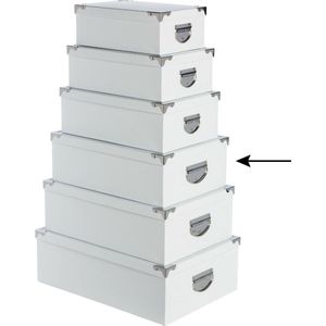 5Five Opbergdoos/box - wit - L40 x B26.5 x H14 cm - Stevig karton - Whitebox