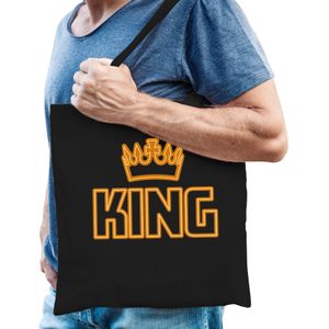 Koningsdag shopper - king - zwart - 42 x 38 cm - katoen