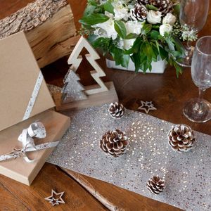 Tafelloper Kerst gouden pailletten tafelloper 48x450cm