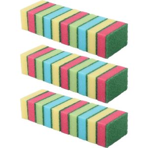Set van 30x schuursponsjes - gekleurd - 9 x 6 x 3 cm