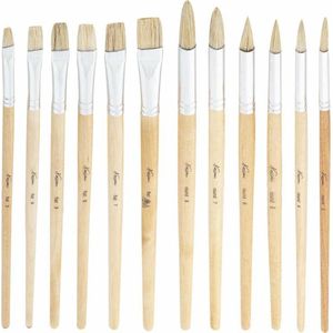 Nassau Fine Art - Hobby Schilderen Penselen set van 24x Stuks - Diverse Formaten - Nylon/Hout