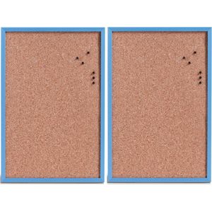 Zeller prikbord incl. punaises - 2x - 40 x 60 cm - blauw - kurk