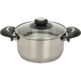 Excellent Houseware Kookpannen set - 2x - glazen deksel - RVS - 1.8 en 2.7 liter