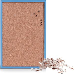 Prikbord Incl. 25x Punaises Rose Goud - 40 X 60 cm - Blauw - Kurk