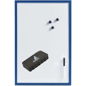 Whitebord met marker/wisser/magneten - 40 x 60 cm - blauw