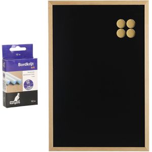 Krijtbord/schoolbord met magneten en 12x krijtjes - 40 x 60 cm - Krijtborden