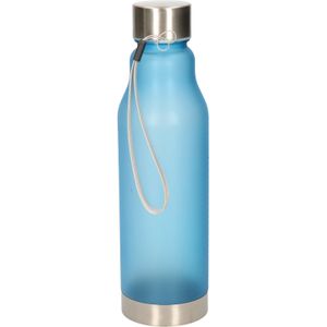 Waterfles/drinkfles/sportfles - blauw - kunststof - rvs dop - 600 ml