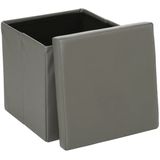 Atmosphera Poef/Hocker/voetenbankje - 2x - opbergbox - grijs - pvc/mdf - 38 x 38 cm - opvouwbaar