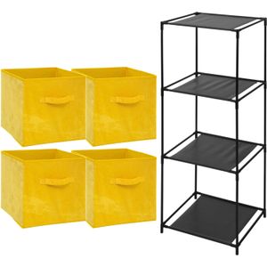 Storage Solutions Opbergrek Smartrack - met 4x mandjes stof - geel - 34 x 104 cm