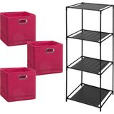 Storage Solutions Opbergrek Smartrack - met 3x mandjes stof - framboos roze - 34 x 104 cm