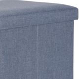 H&S Collection Poef/hocker/voetenbankje - opbergbox - blauw - polyester - 38 x 38 cm - opvouwbaar