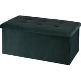 H&S Collection Poef/hocker/voetenbankje - opbergbox fluweel - donkergrijs - 76 x 40 x 38 cm