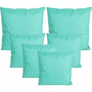 Anna Collection Bank/tuin kussens set - binnen/buiten - 4x stuks - turquoise blauw - In 2 formaten